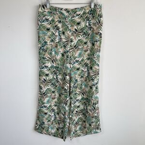 J.Jill Wearever Collection Tropical Wide Leg Pull On Pants Easy Care M Tall